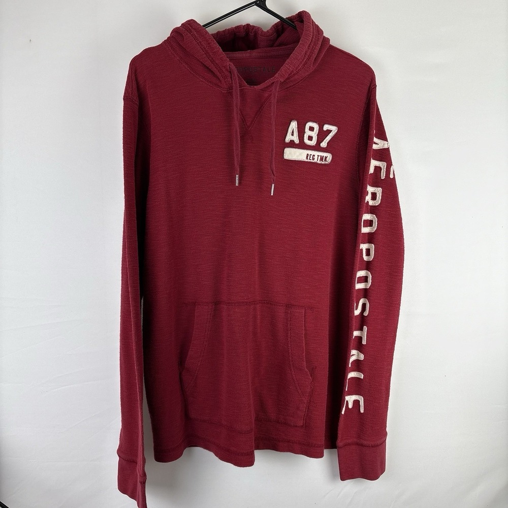 Aeropostale Red Cotton Hoodie Long Sleeve Embroidered Text XL